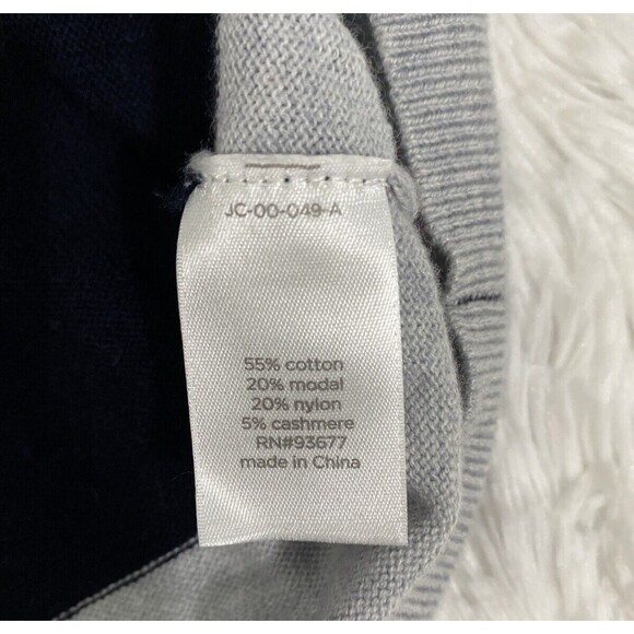 JCP Pullover Sweater Top Womens Size M Black Striped Cashmere Blend Sleeve 3/4 - Picture 12 of 14